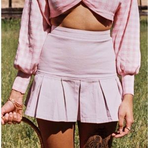 Rescue Me Pleat Denim Mini Skirt